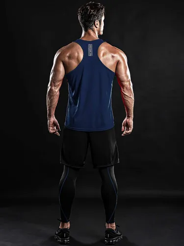Vista 5 de DRSKIN Men's 4 or 3 Pack Tank Tops Sleeveless Shirts Dry Fit Y-Back Muscle Mesh Gym Training Athletic Workout