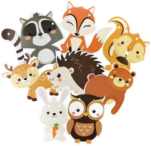 Vista 5 de Decoraciones de fiesta de bosque, pancarta de feliz cumpleaños con guirnalda de banderines de animales del bosque para niños y niñas, suministros