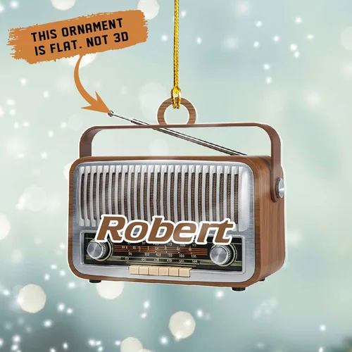 Vista 3 de Adorno de radio personalizado 2025, adorno de radio retro personalizado, cinta de cassette, adornos retro, adornos de radio de Navidad, adornos