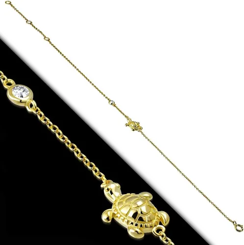 Vista 2 de My Daily Styles Pulsera tobillera de plata de ley 925 con bisel CZ Turtle para mujer