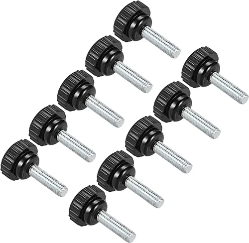Vista 18 de Perillas de sujeción moleteadas, rosca macho M4 x 0.630 in, cabeza de 0.630 in, pomos de plástico termoestable para tornillo de pulgar negro