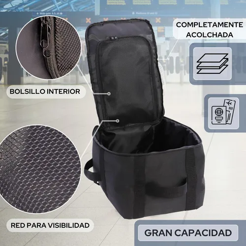 Vista 5 de Coronel Tapiocca Mochila unisex Viaje Cabina Avion Avion Cabina Mochila de viaje, Negro/Blanco