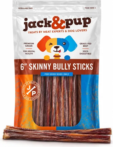 Vista 17 de Jack&Pup - Palitos trenzados de 6 pulgadas (paquete de 5) palitos gruesos de larga duración para perros medianos a grandes y masticadores agresivos
