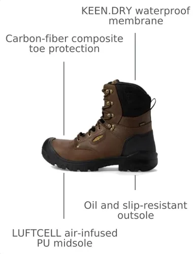 Vista 3 de KEEN Utility Botas de trabajo independientes de cuero impermeable con punta compuesta de 8 pulgadas para hombre
