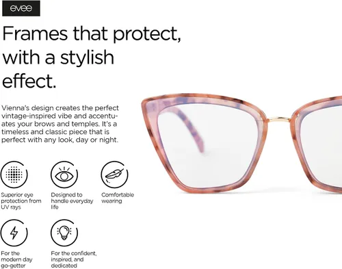 Vista 4 de EVEE Gafas de computadora de moda para mujer con bloqueo de luz azul Viena