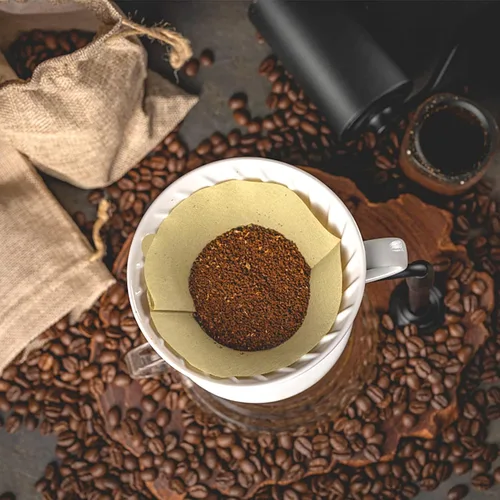 Vista 7 de KUFUNG Paquete de 100 filtros de café en cono, filtros de café desechables de 1 a 4 tazas, filtros de café de papel natural tipo U para verter