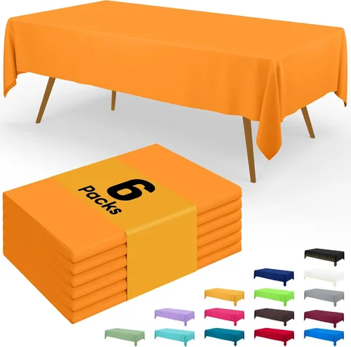 Vista 65 de Smiry - Juego de 6 manteles desechables, 54 x 78 pulgadas, manteles impermeables rectangulares para fiestas, cubierta de mesa de plástico