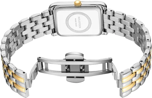 Vista 3 de Relojes para mujer, pulsera vintage, esfera romana, caja rectangular, reloj dorado, impermeable, con herramientas