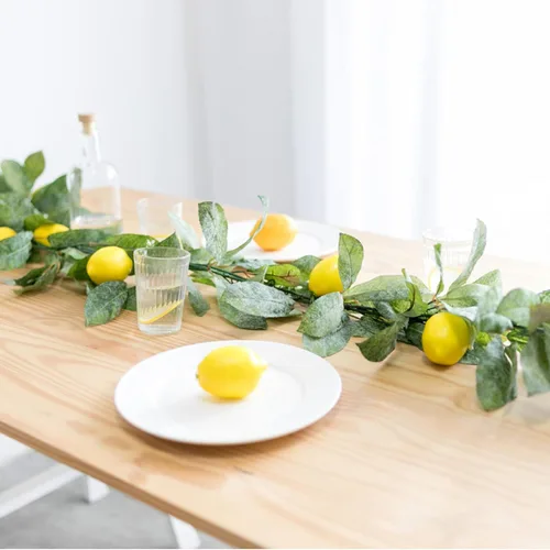Vista 6 de IUIBMI Guirnalda de limón artificial de 6 pies, guirnalda de frutas de primavera con limones artificiales para puerta delantera, hogar, cocina