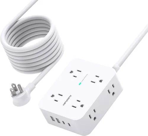 Vista 12 de Tiras de enchufes con protección contra sobretensiones - HANYCONY 8 salidas amplias con 4 puertos USB (2 USB C), extensor de enchufe de 3 lados