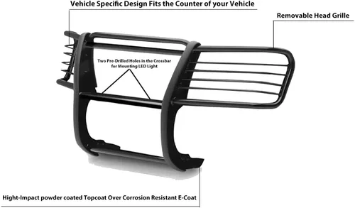 Vista 3 de Cepillo de rejilla de caballo negro modular negro compatible con Silverado 1500 1999-2002 00-06 Suburban 1500 2000-2006 Tahoe 2000-2006 GMC