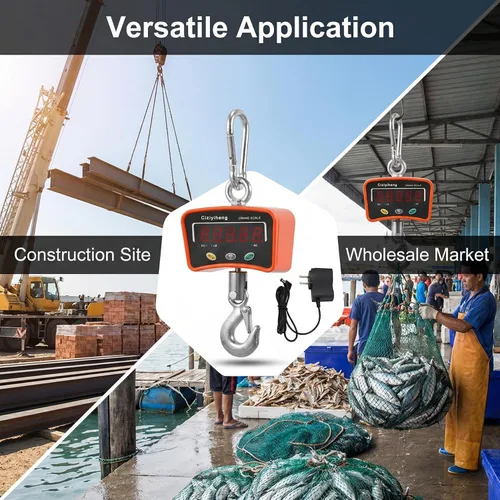 Vista 6 de Báscula colgante digital para grúa industrial con sensor de precisión adecuada para pesaje de granja (500 kg/1100 lb)