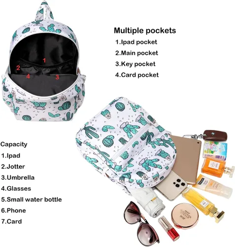 Vista 4 de Bonita mochila pequeña y ligera repelente al agua para niños y adultos, mini, Casual
