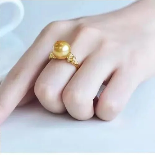 Vista 4 de Natural Nanyang anillo de perlas de oro para mujer, 12-13MM AAAA agua dulce 925 plata esterlina anillo de perlas cultivadas anillo de compromiso