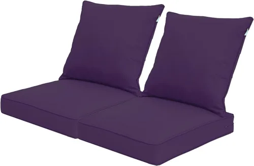 Vista 30 de QILLOWAY Juego de cojines de poliéster para sillas de exterior, cojines de exterior para muebles de patio, todo tipo de clima. Gris carbón/negro
