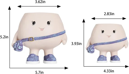 Vista 3 de Smily Face Maceta con bonita bolsa de resina para cadena de perlas, macetas únicas para suculentas con agujero de drenaje para plantas