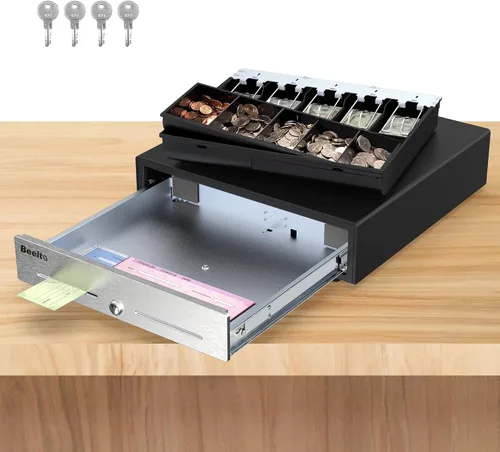 Vista 7 de Cajón de efectivo resistente de 16 pulgadas para sistema POS - Bandeja totalmente extraíble, 5 billetes/5 monedas con micro interruptor e