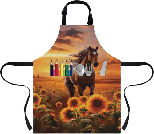 Vista 25 de Cozeyat Delantales de cocina para niños y niñas, delantales de pintura con bolsillos, delantales ligeros con correa ajustable