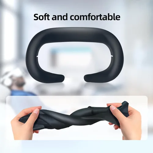 Vista 2 de OURVR Silicone Face Cover Pad Compatible with MetaOculus Quest 3 Headset Accessories,Vr Face Cushion Mask for Quest 3(Black)