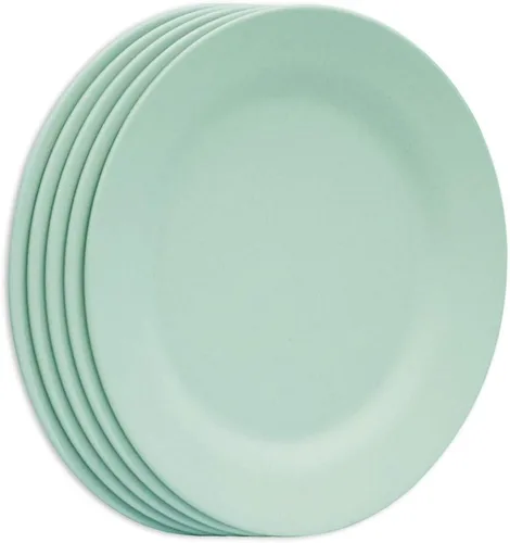 Vista 12 de Juego de platos llanos de 11 pulgadas, platos de pasta extra grandes, platos irrompibles, vajilla ligera de paja de trigo para ensalada, vajilla