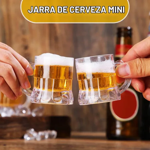 Vista 4 de Yinder - 50 vasos de cerveza de 2 onzas, base pesada de acrílico Clear Reusable with Handles, Thick Base for Party Drinks, Whiskey Tequila Vodka