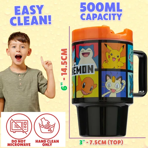 Vista 6 de Get Trend Pokemon Kids Water Bottle with Straw 16.9 oz BPA Free Plastic Cup with Lid Reusable Tumbler Pikachu Anime Gifts for Kids (Black Pokemon)
