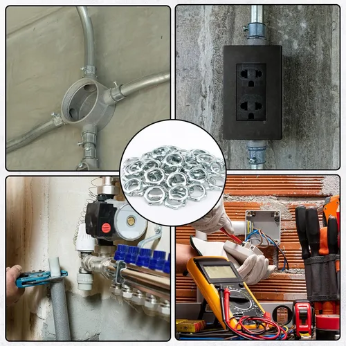 Vista 6 de Yaocom 50 piezas de tuercas de bloqueo de conducto eléctrico, tuerca de bloqueo rígida, acero galvanizado, accesorios de conductos eléctricos