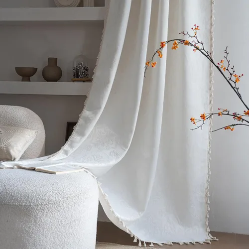 Vista 15 de ENJOYBRIDAL - 2 paneles de cortinas, florales, estilo bohemio, de granja, rústico o clásico, semitraslúcidas, con bolsillo para cortinero y borlas