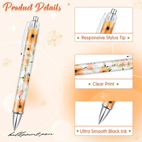 Vista 2 de Sabary 20 bolígrafos con versículo bíblico, con frases inspiradoras de flores cristianas, divertidos bolígrafos retráctiles de tinta para oficina