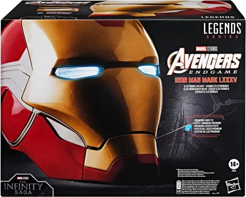 Vista 2 de Marvel Legends Serie Iron Man Casco electrónico premium con efectos de luz, juguete coleccionable de Los Vengadores: Endgame para adultos y juego