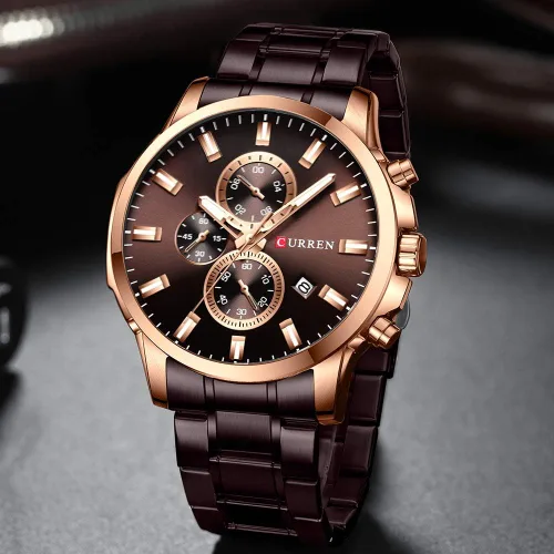 Vista 3 de CURREN Reloj para hombre de acero inoxidable cronógrafo de cuarzo para hombre reloj deportivo fecha Relogio Masculino reloj Hombr Plateado blanco