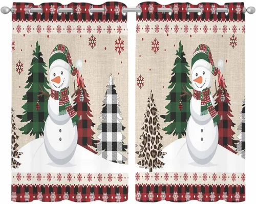 Vista 2 de Cortinas traslúcidas de Navidad de 39 pulgadas de largo, juego de 2 paneles de cortinas para cocina, dormitorio, sala de estar, puerta, pasillo