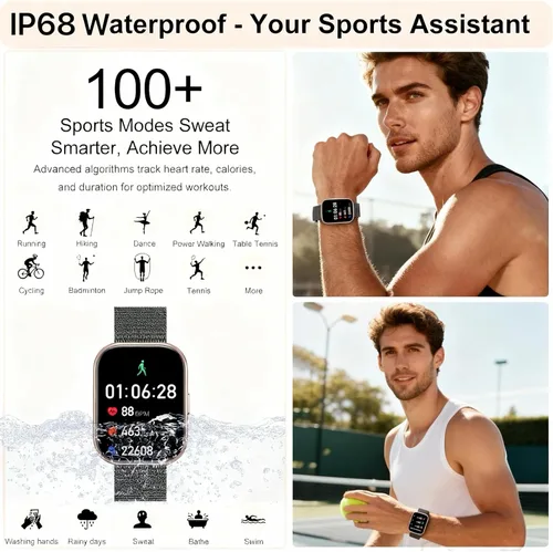 Vista 4 de Relojes inteligentes para mujeres y hombres, reloj inteligente con pantalla HD de 1.75 pulgadas, contestar/hacer llamadas para Android iOS