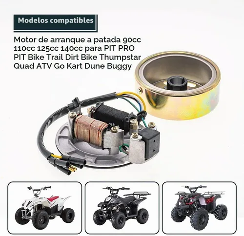 Vista 4 de Kit de rotor de 2 bobinas de encendido Magneto de estator de volante ATV Magneto placa de estator para 50cc 70cc 90cc 110cc 125cc Taotao Kazuma SSR