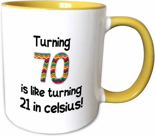 Vista 11 de 3dRose 70 is Like Turning 21 in Celsius-Humorous - Taza de dos tonos, 11 onzas, color negro