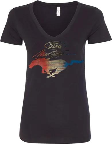 Vista 8 de Ford Mustang Logo Camiseta con cuello en V para mujer GT Shelby Cobra Boss 302 Muscle Tee
