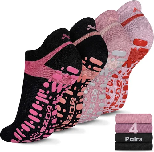Vista 27 de Muezna Calcetines de yoga antideslizantes para mujer, antideslizantes, para pilates, barras, calcetines de hospital con agarres, talla 5-10