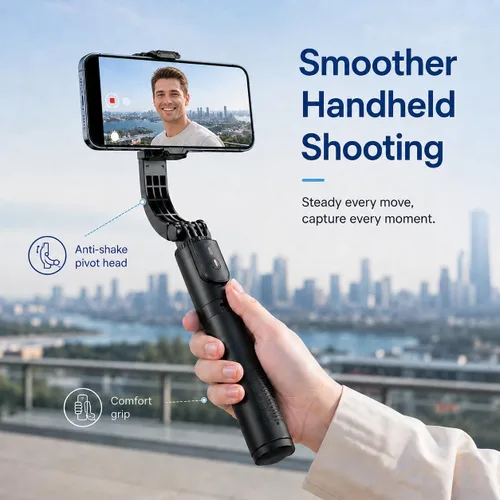 Vista 7 de Trípode negro para iPhone con luz, soporte de luz de anillo para iPhone, soporte ajustable para selfie stick con luz de relleno, trípode extensible