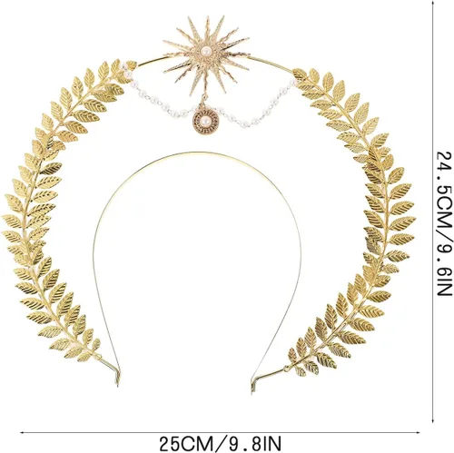 Vista 5 de Beaupretty Diadema con corona de ángel, diadema dorada de diosita, corona de halo, tocado de boda para fiesta de disfraces y cosplay