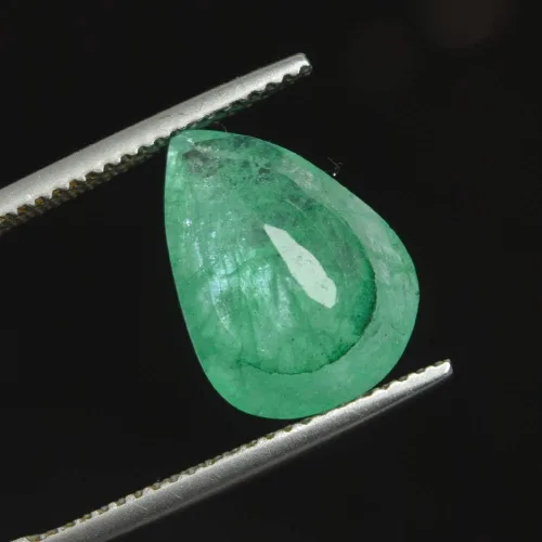Vista 3 de Esmeralda verde natural de 4,80 quilates. Piedra para hacer joyas con corte de pera con certificado de huevo DX-741
