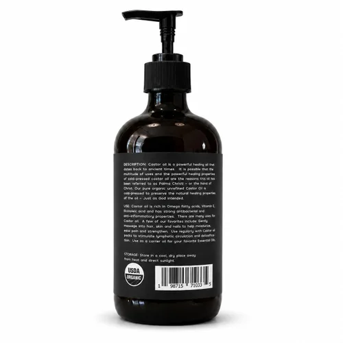 Vista 9 de Aceite de ricino orgánico prensado en frío 100% puro, botella de vidrio