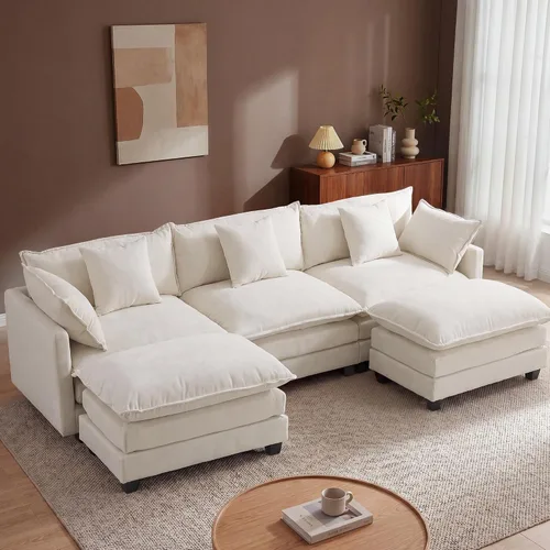 Vista 14 de Juego de sofá de felpilla Cloud de 77 pulgadas con almohadas, sofá biplaza de asiento profundo para apartamentos, ahorro de espacio de 2 plazas