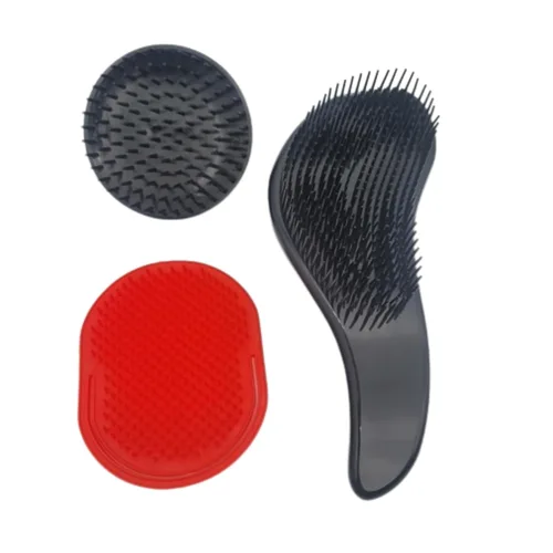 Vista 2 de Juego de cepillos desenredantes ondulados para cabello rizado, grueso, liso y natural, cepillo desenredante suave para mujeres, niños y niños