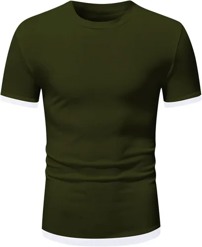 Vista 3 de Ymosrh Camisas para hombre, camisas casuales con estilo, camisetas atléticas de manga corta, camisetas deportivas, camisetas sin botones, camisetas