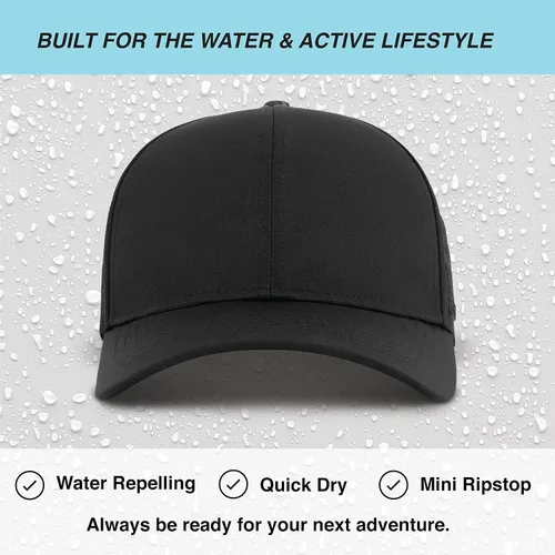 Vista 3 de Hydro - Gorra de béisbol impermeable para deportes, resistente al agua, para todos los días, golf, talla única, unisex, Negro