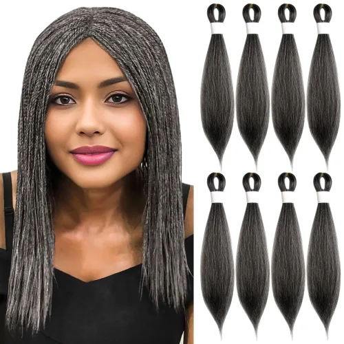 Vista 19 de Cabello trenzado burdeos, 10 pulgadas, 4 paquetes Cabello preestirado, trenzas de ganchillo cortas y rectas, textura Yaki, fibra sintética