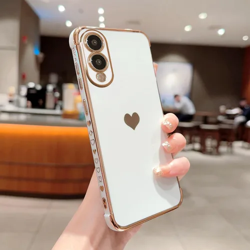 Vista 217 de phylla Funda de teléfono compatible con Samsung Galaxy A12 de 6.5 pulgadas, lindo corazón chapado en oro, elegante funda de lujo para mujer