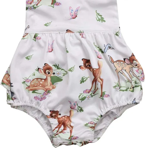 Vista 5 de Mameluco de Navidad para niñas y bebés con diadema con volantes manga volada sin espalda traje de sol para cumpleaños