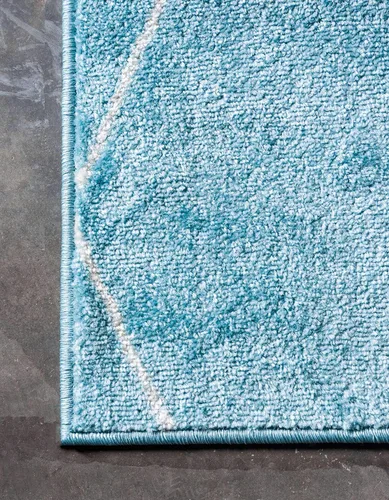 Vista 8 de Unique Loom Trellis Frieze Collection - Alfombra geométrica (2 x 3 pies 1 pulgada, azul claro/marfil)