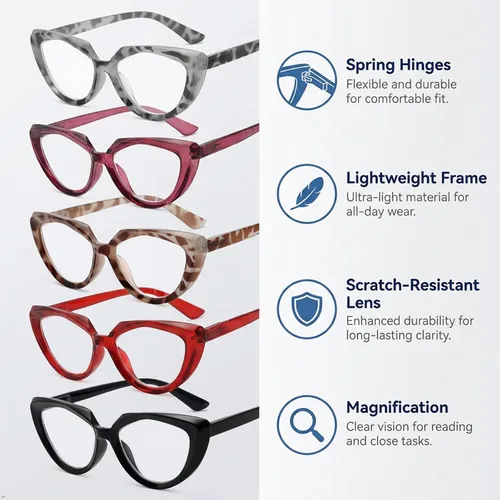 Vista 8 de Eyekepper Paquete de 5 lentes de lectura para mujeres lectores de ojo de gato
